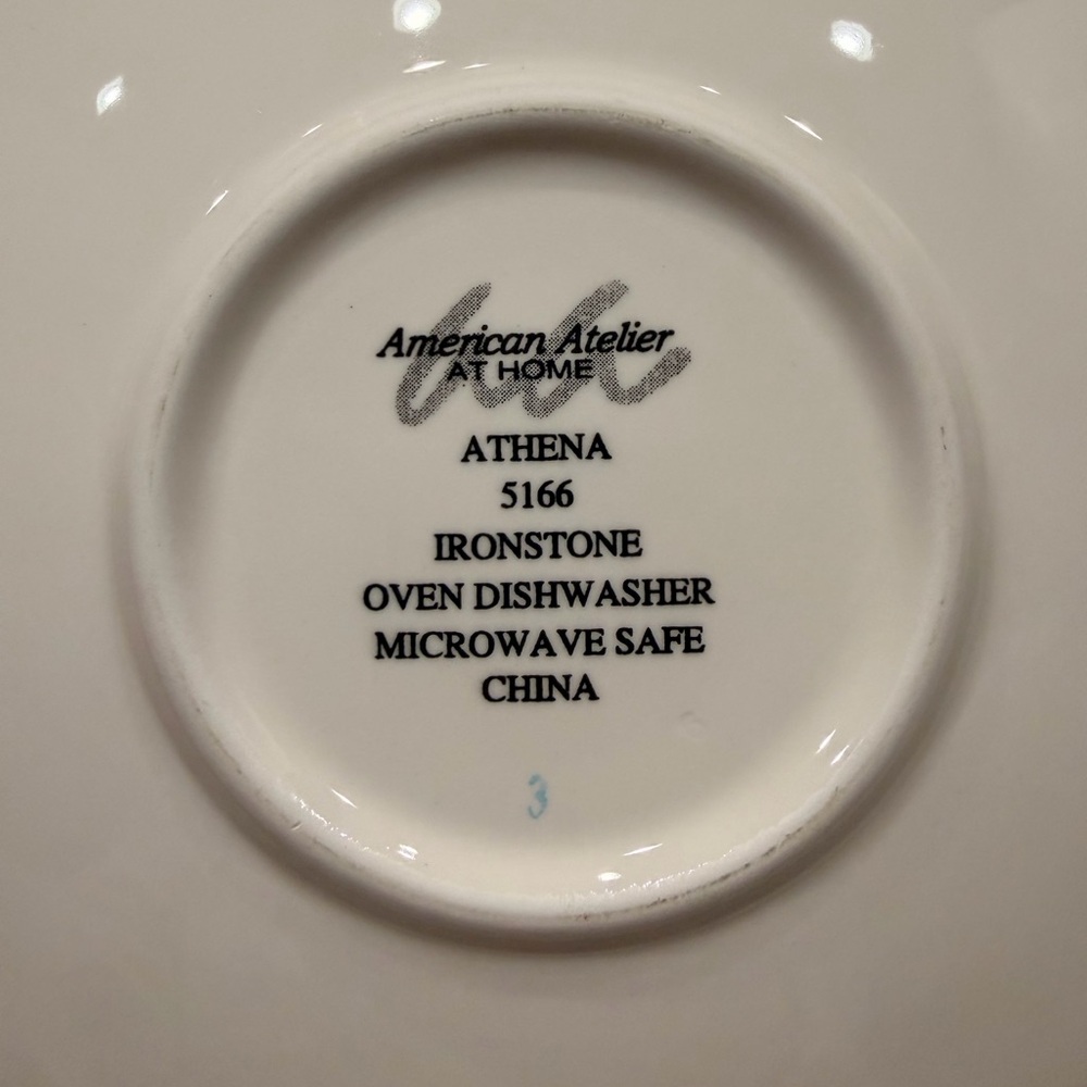 American Atelier Athena White Ironstone Mugs W/Saucers 5166- Set of 4 - Picture 11 of 11